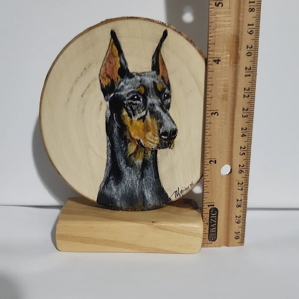Hand-Painted Doberman Wood Art - Picture 2 of 7